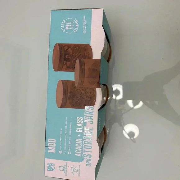 Mod Acacia + Glass Set of 3 Jars - Picture 3 of 6